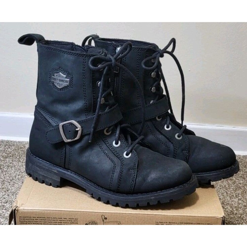 Harley-Davidson Women's Lornell 6-Inch Black Motorcycle Boots D84684 Size 9M Zip
